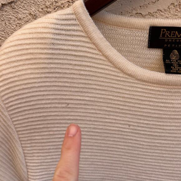 Vintage Premier Petites Cream Wool Sweater Dress Size Small - Picture 4 of 5